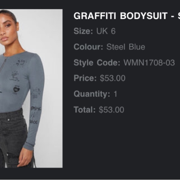 Manière De Voir Graffiti Bodysuit - Steel Blue (Size XS) - Picture 2 of 4